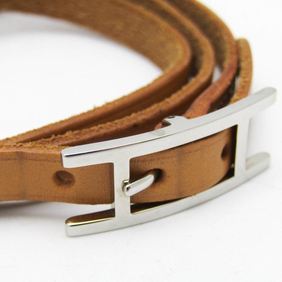 Hermes Hapi Choker Leather,Metal Bangle Black,Silver - Picture 3 of 11